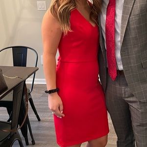 Bebe red v neck sleeveless dress